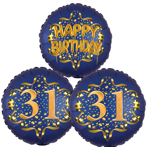 Folienballon-Bouquet-zum-31.-Geburtstag-Satin-Navy-Zahl-31-Happy-Birthday-Luftballons-Geschenk
