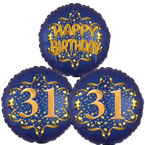 Folienballon-Bouquet-zum-31.-Geburtstag-Satin-Navy-Zahl-31-Happy-Birthday-Luftballons-Geschenk