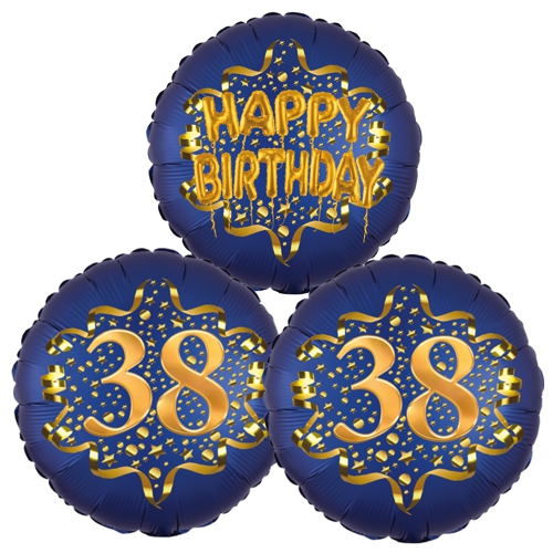 Folienballon-Bouquet-zum-38.-Geburtstag-Satin-Navy-Zahl-38-Happy-Birthday-Luftballons-Geschenk
