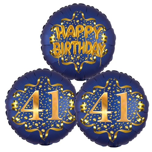 Folienballon-Bouquet-zum-41.-Geburtstag-Satin-Navy-Zahl-41-Happy-Birthday-Luftballons-Geschenk