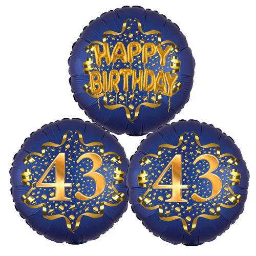 Folienballon-Bouquet-zum-43.-Geburtstag-Satin-Navy-Zahl-43-Happy-Birthday-Luftballons-Geschenk