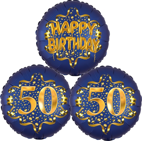Folienballon-Bouquet-zum-50.-Geburtstag-Satin-Navy-Zahl-50-Happy-Birthday-Luftballons-Geschenk