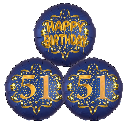 Folienballon-Bouquet-zum-51.-Geburtstag-Satin-Navy-Zahl-51-Happy-Birthday-Luftballons-Geschenk