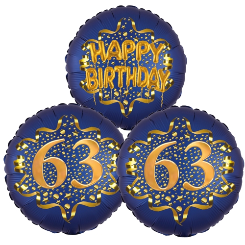 Folienballon-Bouquet-zum-63.-Geburtstag-Satin-Navy-Zahl-63-Happy-Birthday-Luftballons-Geschenk