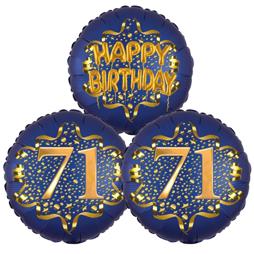 Folienballon-Bouquet-zum-71.-Geburtstag-Satin-Navy-Zahl-71-Happy-Birthday-Luftballons-Geschenk