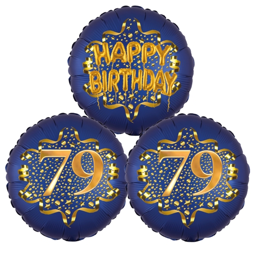 Folienballon-Bouquet-zum-79.-Geburtstag-Satin-Navy-Zahl-79-Happy-Birthday-Luftballons-Geschenk
