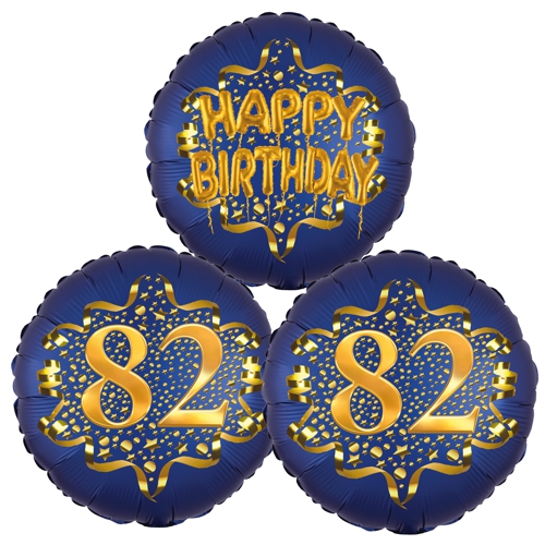 Folienballon-Bouquet-zum-82.-Geburtstag-Satin-Navy-Zahl-82-Happy-Birthday-Luftballons-Geschenk