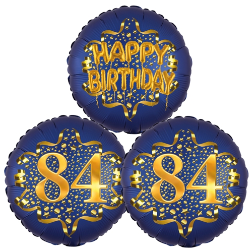 Folienballon-Bouquet-zum-84.-Geburtstag-Satin-Navy-Zahl-84-Happy-Birthday-Luftballons-Geschenk