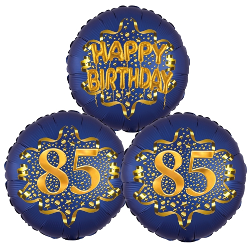 Folienballon-Bouquet-zum-85.-Geburtstag-Satin-Navy-Zahl-85-Happy-Birthday-Luftballons-Geschenk