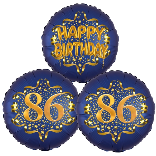 Folienballon-Bouquet-zum-86.-Geburtstag-Satin-Navy-Zahl-86-Happy-Birthday-Luftballons-Geschenk