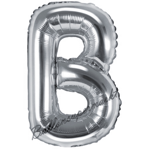 Folienballon-Buchstabe-35-cm-B-Silber-Luftballon-Geschenk-Geburtstag-Hochzeit-Firmenveranstaltung