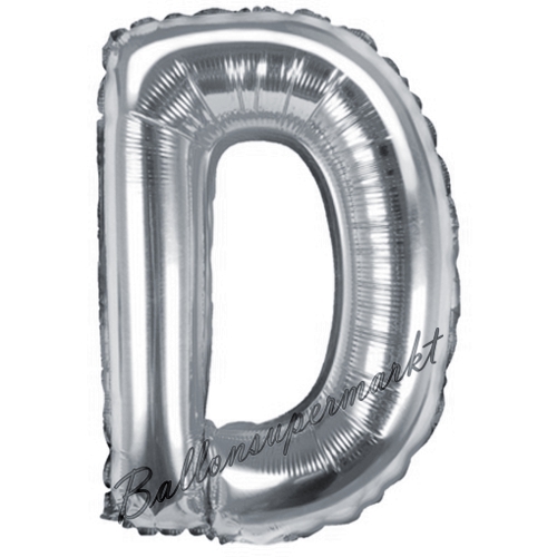 Folienballon-Buchstabe-35-cm-D-Silber-Luftballon-Geschenk-Geburtstag-Hochzeit-Firmenveranstaltung