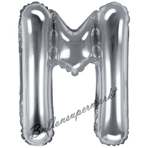 Folienballon-Buchstabe-35-cm-M-Silber-Luftballon-Geschenk-Geburtstag-Hochzeit-Firmenveranstaltung