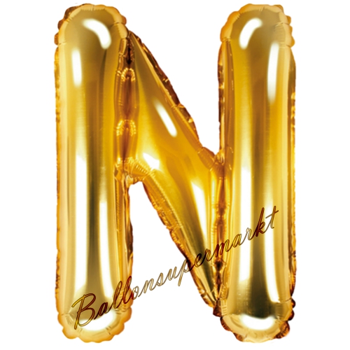 Folienballon-Buchstabe-35-cm-N-Gold-Luftballon-Geschenk-Geburtstag-Hochzeit-Firmenveranstaltung