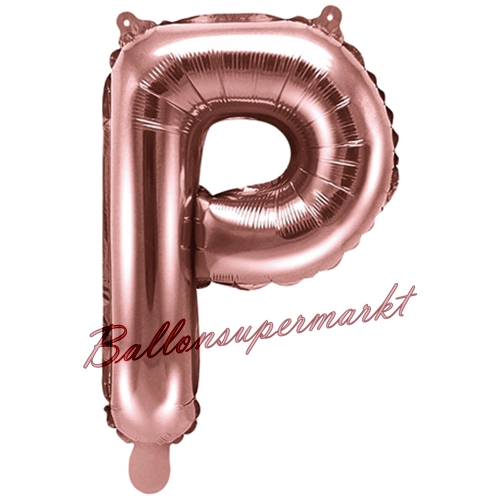 Folienballon-Buchstabe-35-cm-P-Rosegold-Luftballon-Geschenk-Hochzeit-Geburtstag-Jubilaeum-Firmenveranstaltung