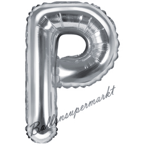 Folienballon-Buchstabe-35-cm-P-Silber-Luftballon-Geschenk-Geburtstag-Hochzeit-Firmenveranstaltung