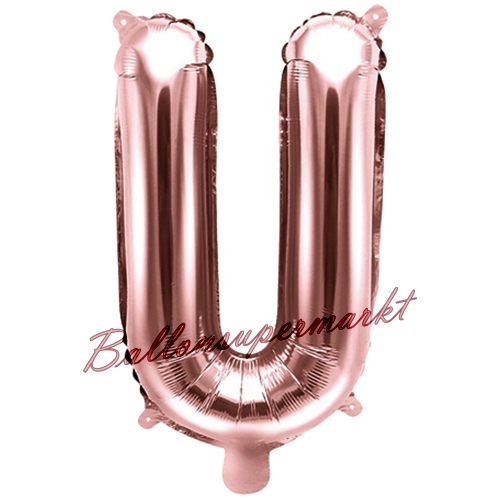 Folienballon-Buchstabe-35-cm-U-Rosegold-Luftballon-Geschenk-Hochzeit-Geburtstag-Jubilaeum-Firmenveranstaltung