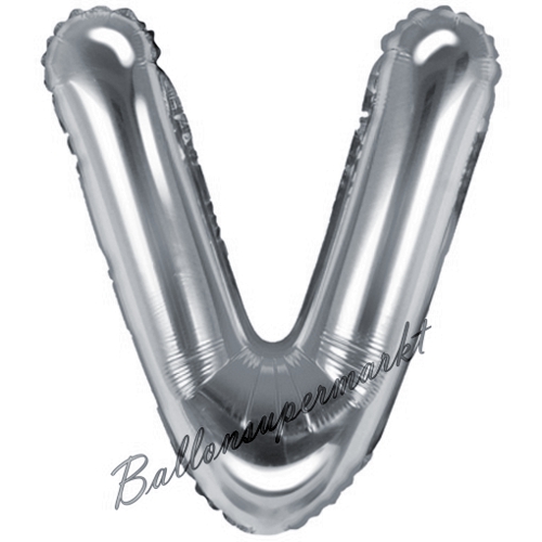 Folienballon-Buchstabe-35-cm-V-Silber-Luftballon-Geschenk-Geburtstag-Hochzeit-Firmenveranstaltung
