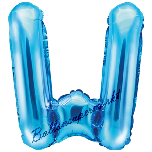 Folienballon-Buchstabe-35-cm-W-Blau-Luftballon-Geschenk-Geburtstag-Hochzeit-Firmenveranstaltung