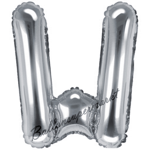 Folienballon-Buchstabe-35-cm-W-Silber-Luftballon-Geschenk-Geburtstag-Hochzeit-Firmenveranstaltung
