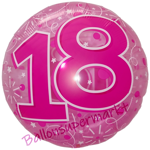 Folienballon-Clear-Pink-Birthday-18-Jumbo-Luftballon-Geschenk-zum-18.-Geburtstag-Dekoration-Transparent