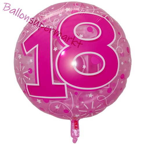 Folienballon-Clear-Pink-Birthday-18-Jumbo-Luftballon-Geschenk-zum-18.-Geburtstag-Dekoration