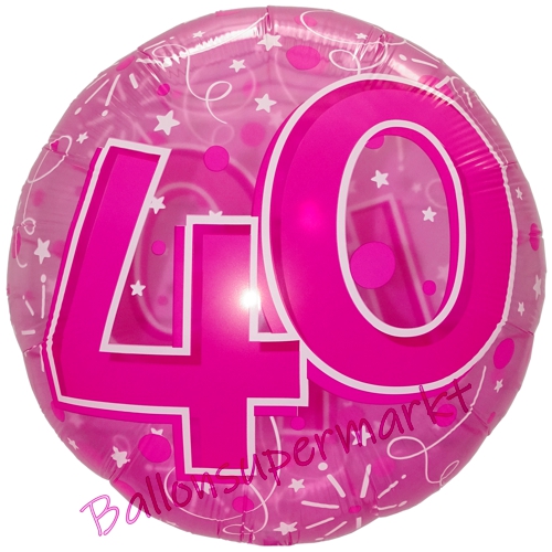 Folienballon-Clear-Pink-Birthday-40-Jumbo-Luftballon-Geschenk-zum-40.-Geburtstag-Dekoration-Transparent