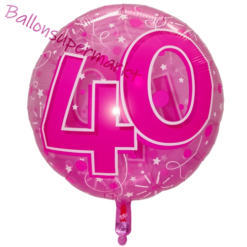 Folienballon-Clear-Pink-Birthday-40-Jumbo-Luftballon-Geschenk-zum-40.-Geburtstag-Dekoration