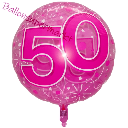 Folienballon-Clear-Pink-Birthday-50-Jumbo-Luftballon-Geschenk-zum-50.-Geburtstag-Dekoration