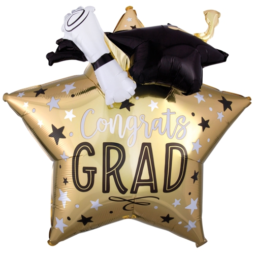 Folienballon-Congrats-Grad-Stern-Shape-Luftballon-zum-Schulabschluss-Abitur-Diplom-Bachelor-Master-Geschenk