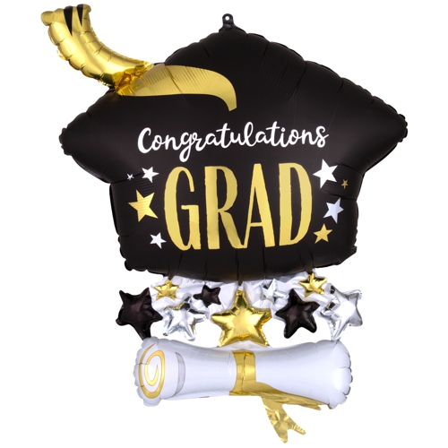 Folienballon-Congratulations-Grad-Doktorhut-mit-Diplom-Shape-Luftballon-zum-Schulabschluss-Abitur-Diplom-Bachelor-Master-Geschenk