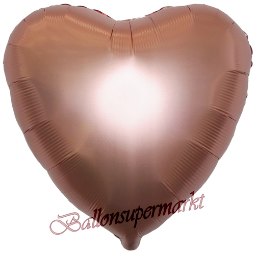 Folienballon-Deko-Herz-43-cm-Matt-Rosegold-Satin-Luxe-Luftballon-Geschenk-Hochzeit-Geburtstag-Dekoration