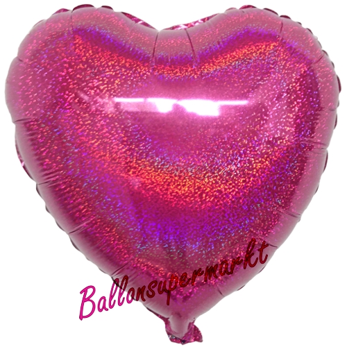 Folienballon-Deko-Herz-45-cm-Fuchsia-holografisch-Luftballon-Geschenk-Liebe-Hochzeit-Geburtstag-Dekoration