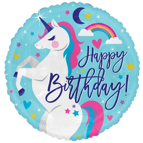Folienballon-Einhorn-Happy-Birthday-Rund-Luftballon-Geschenk-Geburtstag-Partydekoration-Unicorn