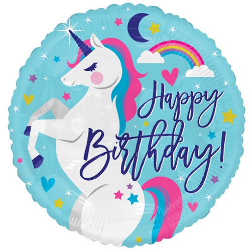 Folienballon-Einhorn-Happy-Birthday-Rund-Luftballon-Geschenk-Geburtstag-Partydekoration-Unicorn