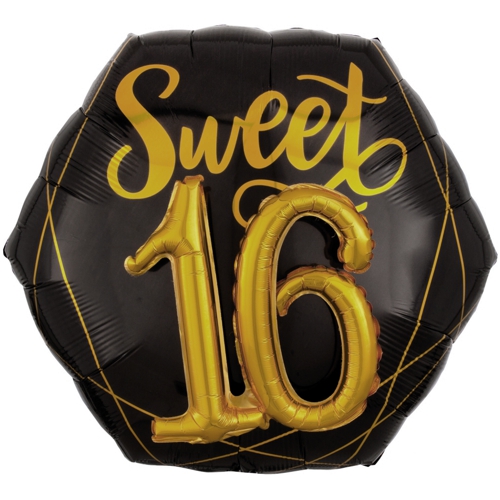Folienballon-Elegant-Sixteen-Jumbo-3D-Luftballon-zum-16.-Geburtstag-Geschenk-Dekoration