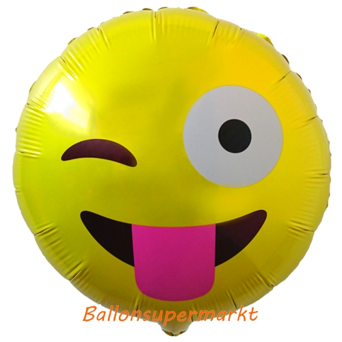 Folienballon-Emoticon-mit-rausgestreckter-Zunge-Luftballon-Geschenk-Smiley-verrueckter-Emoji-Spass