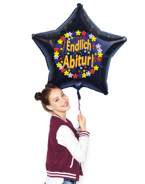 Folienballon-Endlich-Abitur-Flowers-Jumbo-Stern-90-cm-schwarz-Dekoration-Abitur