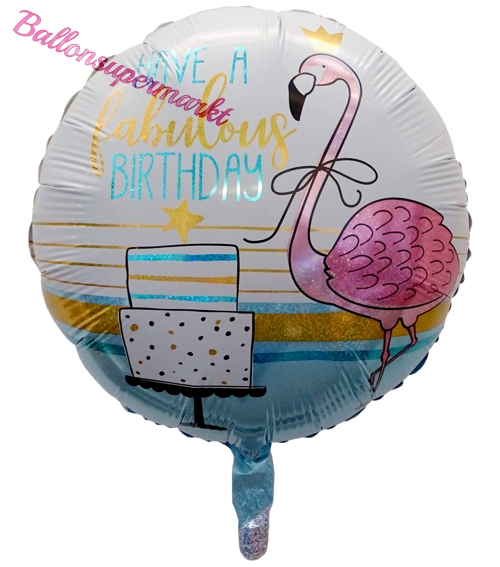 Folienballon-Flamingo-Have-a-Fabulous-Birthday-holografisch-Luftballon-Geschenk-Geburtstag-Partydekoration