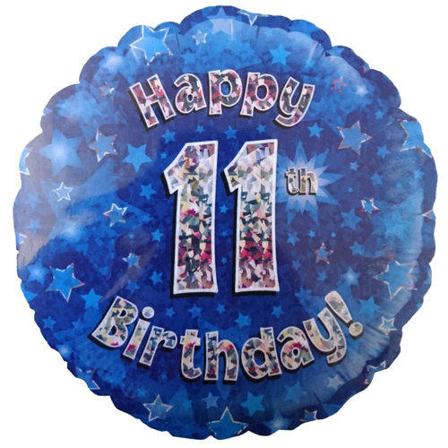 Folienballon-Geburtstag-Happy-11th-Birthday-Blau-Luftballon-Geschenk-Dekoration-zum-11-Geburtstag