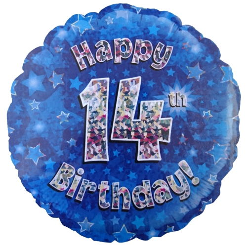 Folienballon-Geburtstag-Happy-14th-Birthday-Blau-Luftballon-Geschenk-Dekoration-zum-14-Geburtstag