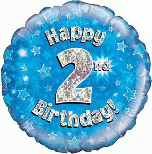 Folienballon-Geburtstag-Happy-2nd-Birthday-Blau-Luftballon-Geschenk-Dekoration-zum-2-Geburtstag