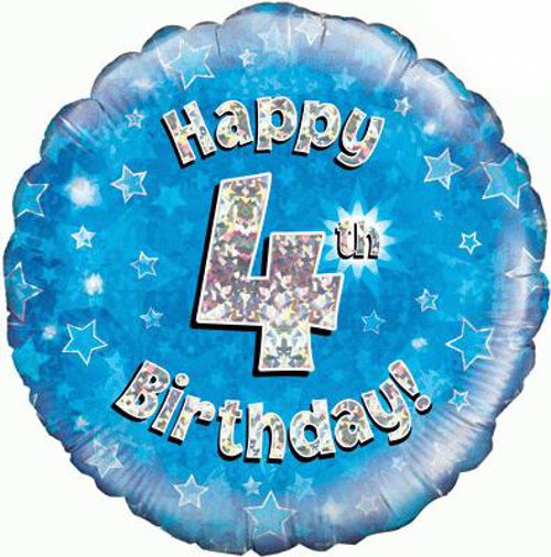 Folienballon-Geburtstag-Happy-4th-Birthday-Blau-Luftballon-Geschenk-Dekoration-zum-4-Geburtstag