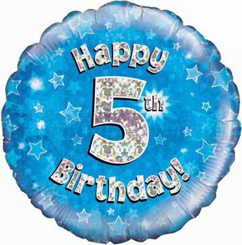 Folienballon-Geburtstag-Happy-5th-Birthday-Blau-Luftballon-Geschenk-Dekoration-zum-5-Geburtstag