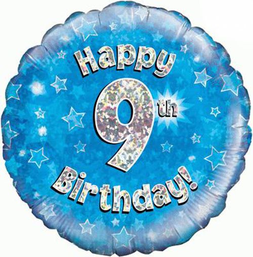 Folienballon-Geburtstag-Happy-9th-Birthday-Blau-Luftballon-Geschenk-Dekoration-zum-9-Geburtstag