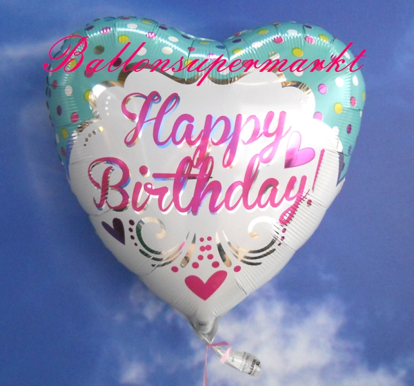 Folienluftballon Happy Birthday Herz Folienballon Mit Ballongas