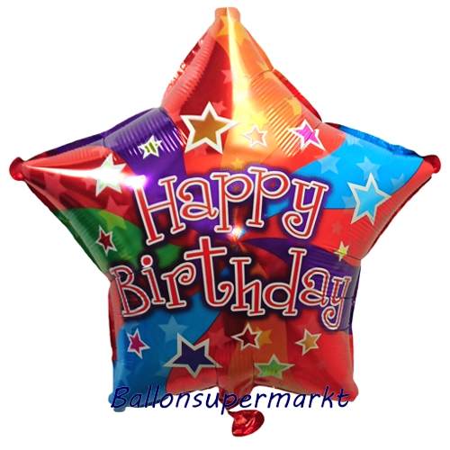 Folienballon-Happy-Birthday-Colors-Stern-Luftballon-Shape-Geschenk-zum-Geburtstag-Dekoration