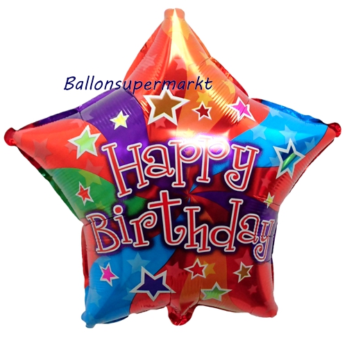 Folienballon-Happy-Birthday-Colors-Stern-Luftballon-Shape-Geschenk-zum-Geburtstag