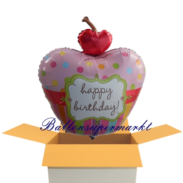 Folienballon-Happy-Birthday-Cupcake-zum-Geburtstag-Geschenk-Karton