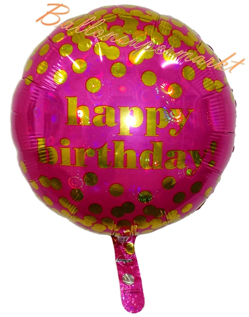 Folienballon-Happy-Birthday-Dotty-holografisch-Luftballon-Geschenk-zum-Geburtstag-Deko